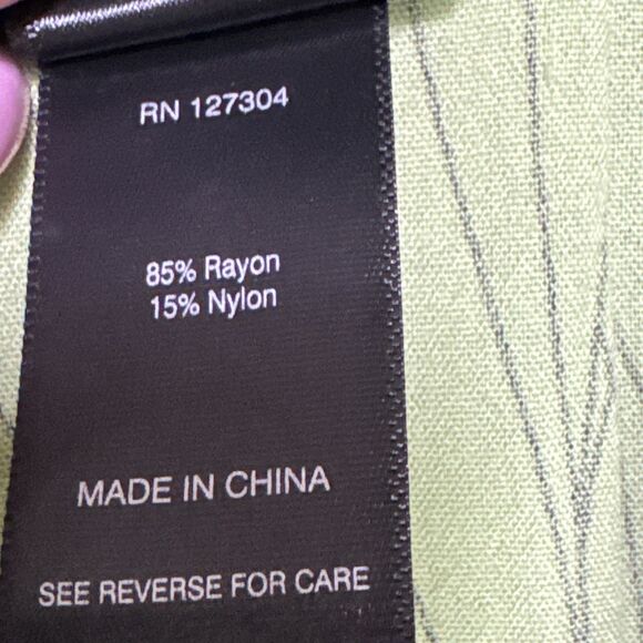 Ali Miles Plus Size 2X Abalone Green Black Button Down Art 3/4 Sleeve Tunic Top - Picture 4 of 8